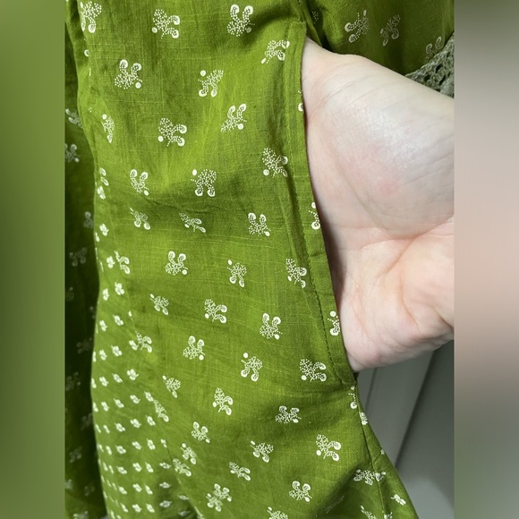 Free People NWT Sweet SW Embroidered Mini Dress in Olive Moss Green BUST 35.5” - Picture 9 of 16